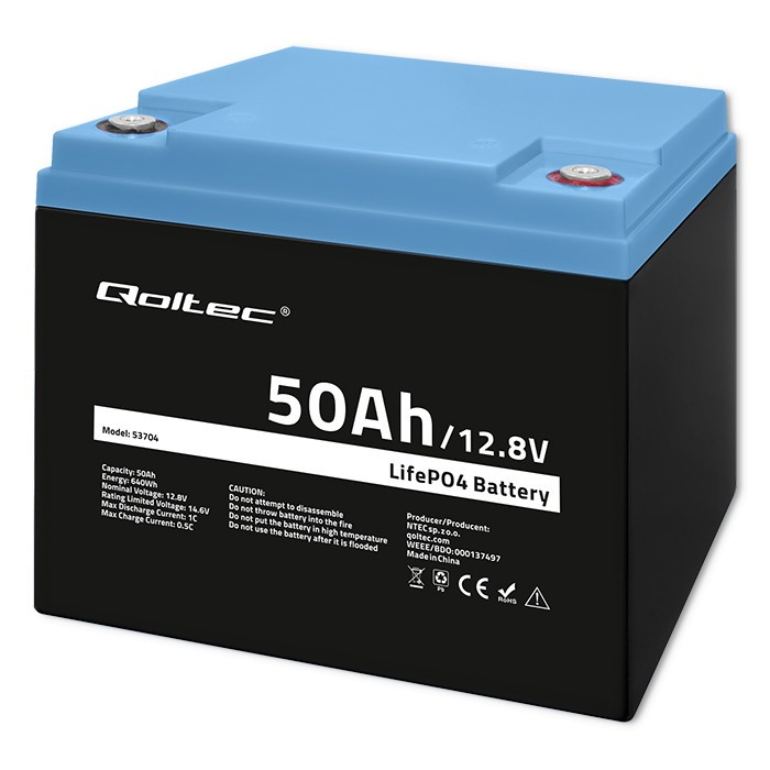 LiFePO4 battery 12.8V, 50Ah, 640Wh, BMS LiFePO4 battery 12.8V, 50Ah, 640Wh, BMS