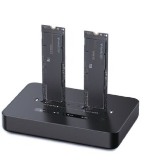 Gembird DD2-U3M2 Desktop dual drive USB Type-C M.2 NVME (and SATA) SSD docking station  black