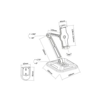 Desktop /wall arm for Tablet and iPad 4.7-12 inches adjustable black