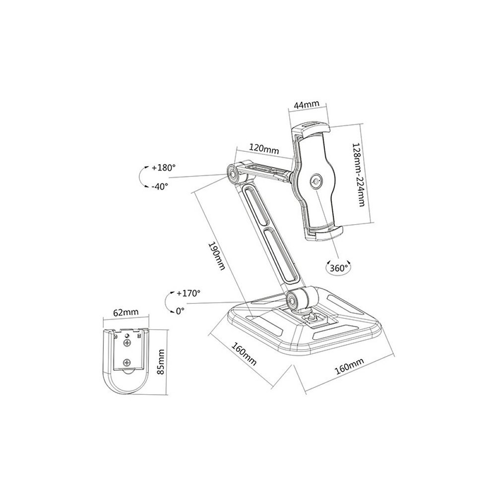 Desktop /wall arm for Tablet and iPad 4.7-12 inches adjustable black Desktop /wall arm for Tablet and iPad 4.7-12 inches adjustable black