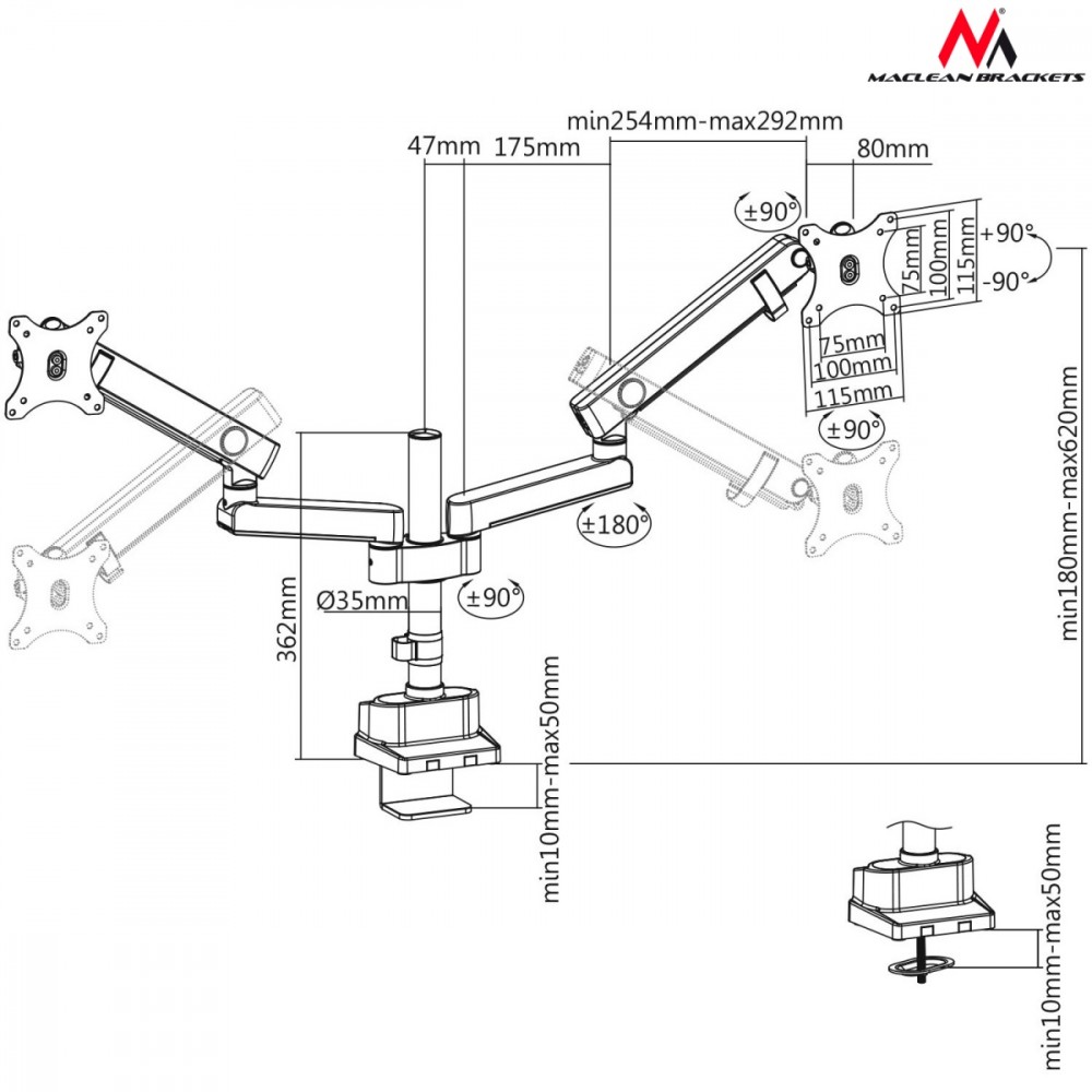 Double Stand For Two Monitor Screens MC-812 Double Stand For Two Monitor Screens MC-812