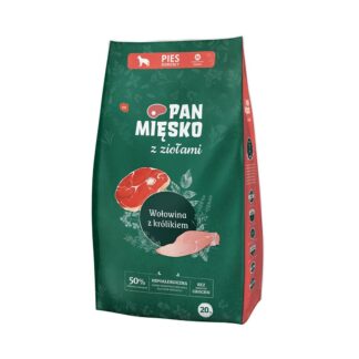 PAN MIÄSKO with herbs Beef with rabbit M - dry dog food - 20kg