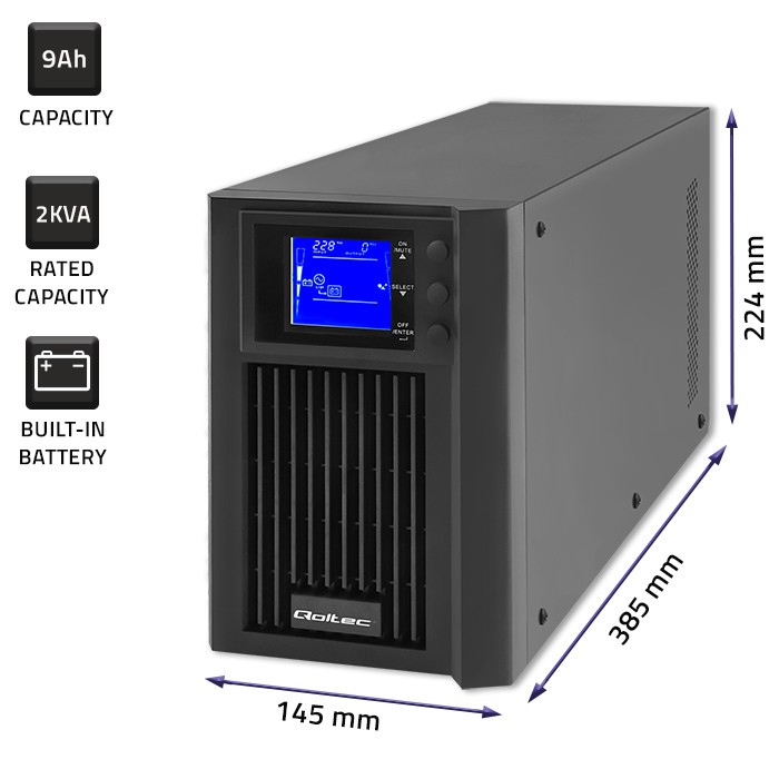 UPS on line Pure Sine Wave, 2kVA, 1.6kW, LCD UPS on line Pure Sine Wave, 2kVA, 1.6kW, LCD