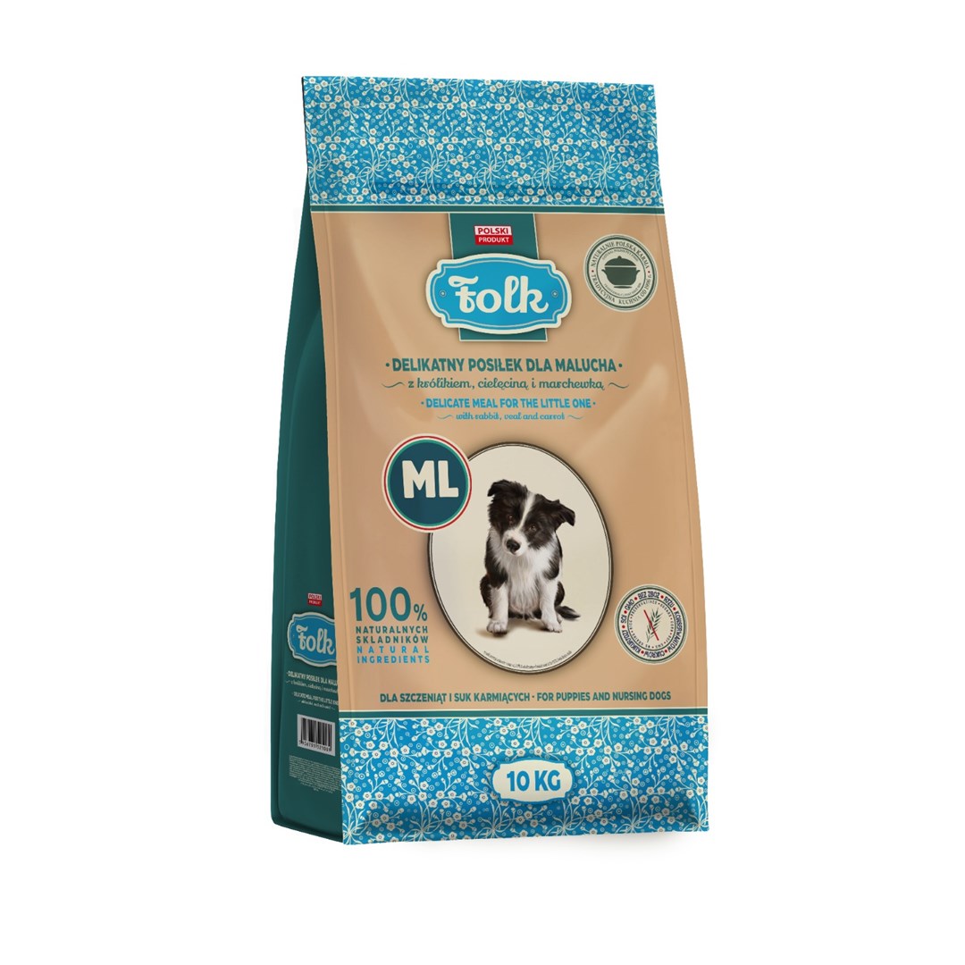 FOLK Junior Medium and large breeds Gentle meal for puppy with rabbit veal and carrot - dry dog food - 10kg FOLK Junior Medium and large breeds Gentle meal for puppy with rabbit veal and carrot - dry dog food - 10kg