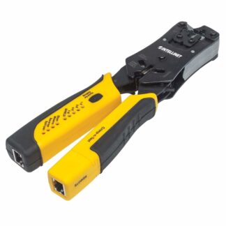 Intellinet Universal Modular Plug Crimping Tool and Cable Tester  2-in-1 Crimper and Cable Tester: Cuts  Strips  Terminates and Tests  RJ45/RJ11/RJ12/RJ22
