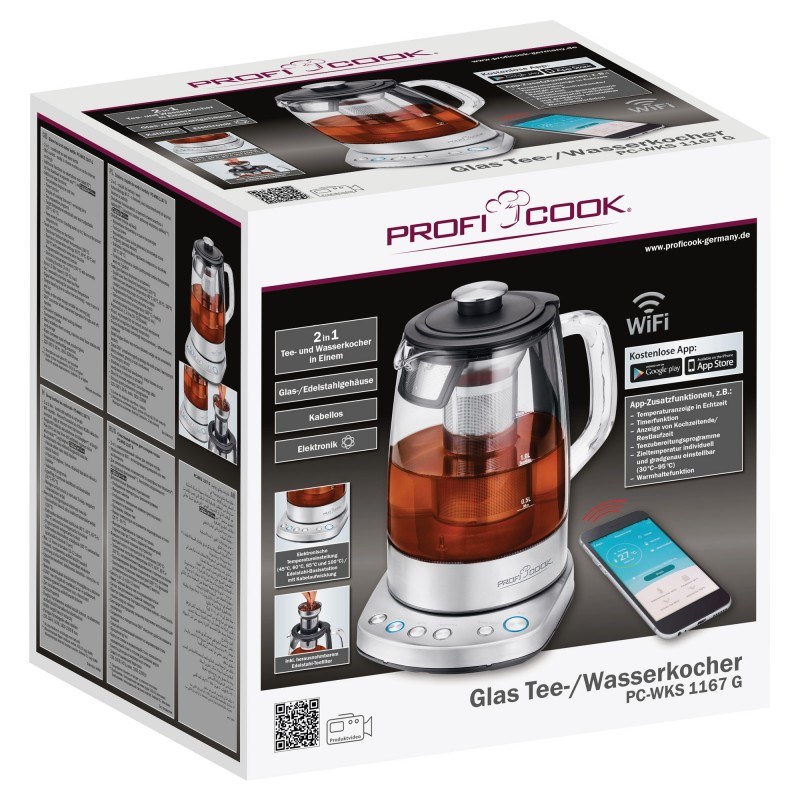 Proficook electric cordless glass kettle PC-WKS 1167 Proficook electric cordless glass kettle PC-WKS 1167