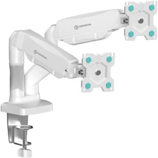 ONKRON G-160-W Swivel and tilt desk mount for two 13-32  monitors  max. 8 kg  with rotation  white