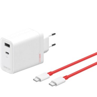 OnePlus 120W Dual Ports SuperVooc Adapter + Cable (Type-C + Type-A) - White OnePlus 120W Dual Ports SuperVooc Adapter + Cable (Type-C + Type-A) - White