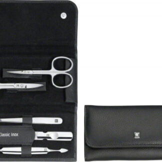 Zwilling CLASSIC snap fastener leather case, black, 5 pcs.