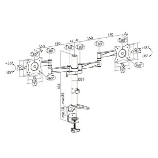 Dual monitor mount 13-27, aluminum