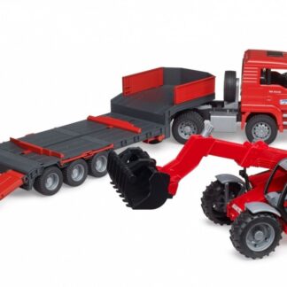 MAN TGA with low bed trailer and loader