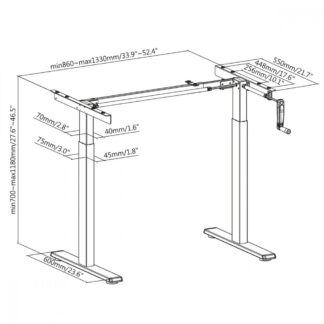 Height adjusted desk Frame, gray MC-790NG Height adjusted desk Frame, gray MC-790NG