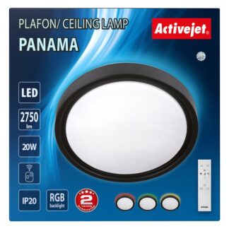 Modern LED dimmable ceiling plafond Activejet PANAMA RGB wireless control by remote control